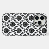 Motif Damassé Rococo Noir sur Blanc (Verso Horizontal)