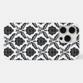 Motif Damassé Rococo Noir sur Blanc (Verso Horizontal)