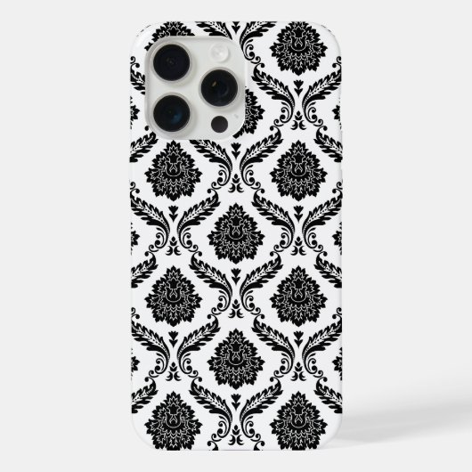 Motif Damassé Rococo Noir sur Blanc (Verso)