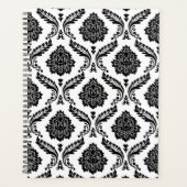 Motif Damassé Rococo Noir sur Blanc (Devant)