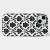 Motif Damassé Rococo Noir sur Blanc (Verso Horizontal)