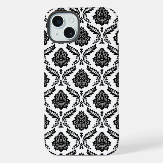 Motif Damassé Rococo Noir sur Blanc (Verso)