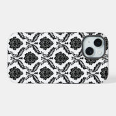 Motif Damassé Rococo Noir sur Blanc (Verso Horizontal)