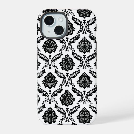 Motif Damassé Rococo Noir sur Blanc (Verso)