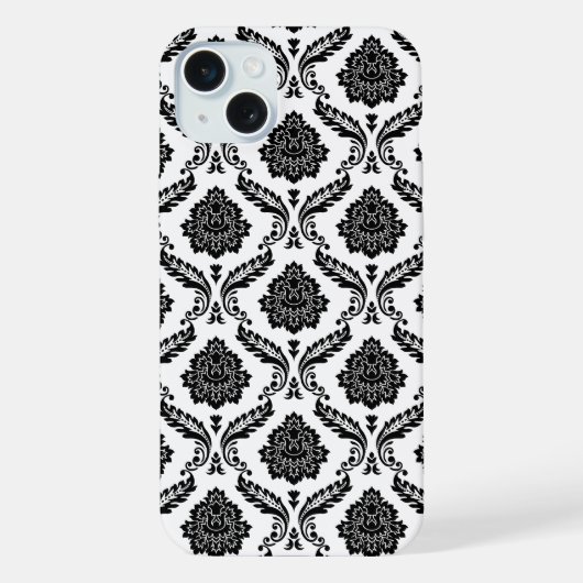 Motif Damassé Rococo Noir sur Blanc (Verso)