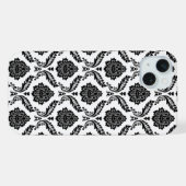Motif Damassé Rococo Noir sur Blanc (Verso Horizontal)