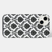 Motif damassé rococo noir sur fond blanc (Verso Horizontal)