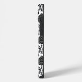 Motif damassé rococo noir sur fond blanc (Côté gauche)