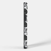 Motif damassé rococo noir sur fond blanc (Côté droit)