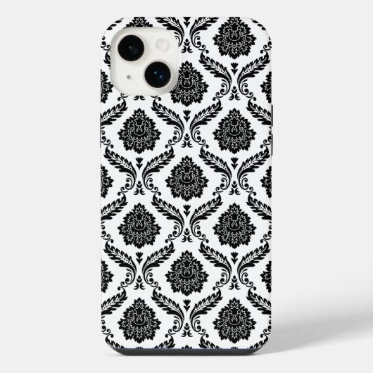 Motif damassé rococo noir sur fond blanc (Verso)
