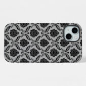 Motif Damassé Rococo Noir sur Gris (Verso Horizontal)