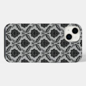 Motif Damassé Rococo Noir sur Gris (Verso Horizontal)