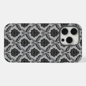 Motif Damassé Rococo Noir sur Gris (Verso Horizontal)
