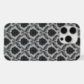 Motif Damassé Rococo Noir sur Gris (Verso Horizontal)