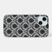 Motif Damassé Rococo Noir sur Gris (Verso Horizontal)