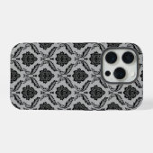 Motif Damassé Rococo Noir sur Gris (Verso Horizontal)