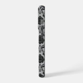 Motif Damassé Rococo Noir sur Gris (Côté gauche)