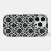 Motif Damassé Rococo Noir sur Gris (Verso Horizontal)