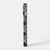 Motif Damassé Rococo Noir sur Gris (Côté gauche)