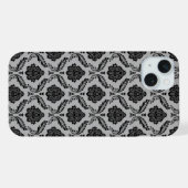 Motif Damassé Rococo Noir sur Gris (Verso Horizontal)