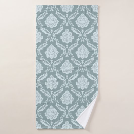 Motif damassé rococo œuf de canard bleu+sarcelle (Serviette de bain)