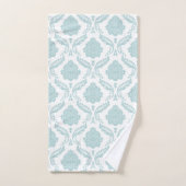 Motif damassé rococo œuf de canard bleu sur blanc (Serviette à main)