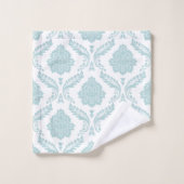 Motif damassé rococo œuf de canard bleu sur blanc (Gant de toilette)