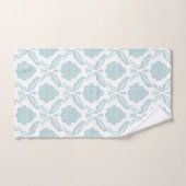 Motif damassé rococo œuf de canard bleu sur blanc (Serviette à main)
