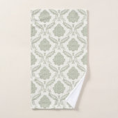 Motif Damassé Rococo Vert sur Crème (Serviette à main)
