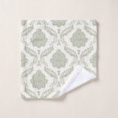 Motif Damassé Rococo Vert sur Crème (Gant de toilette)