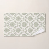 Motif Damassé Rococo Vert sur Crème (Serviette à main)