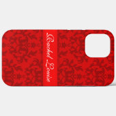 Motif damassé rouge coque iphone personnalisé (Verso (horizontal))