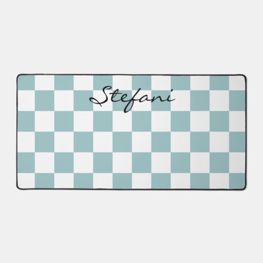Motif Damier Turquoise Mignon Nom (Recto)