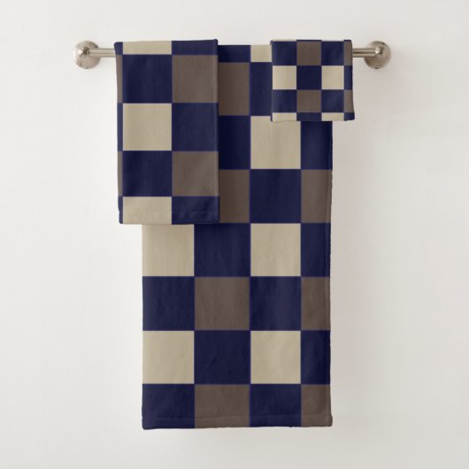 Motif Damier Vérifications Bleu Foncé Marron (En situation)