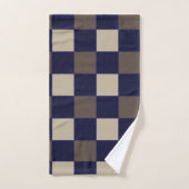 Motif Damier Vérifications Bleu Foncé Marron (Serviette à main)