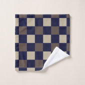 Motif Damier Vérifications Bleu Foncé Marron (Gant de toilette)