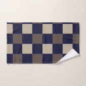 Motif Damier Vérifications Bleu Foncé Marron (Serviette à main)