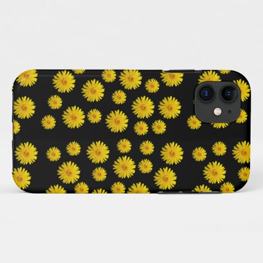 Motif Dandelion jaune - coque iphone noir (Dos (Horizontal))
