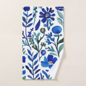 Motif d'aquarelle aux fleurs bleues (Serviette à main)