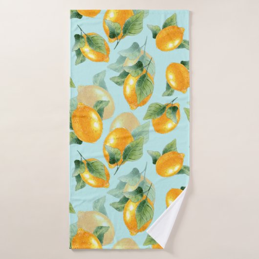 Motif d'aquarelle avec citrons et feuilles. Seamel (Serviette de bain)