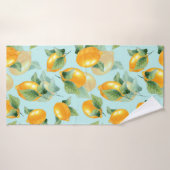 Motif d'aquarelle avec citrons et feuilles. Seamel (Serviette de bain)
