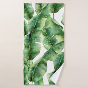 Motif d'aquarelle avec feuilles de bananier. Main