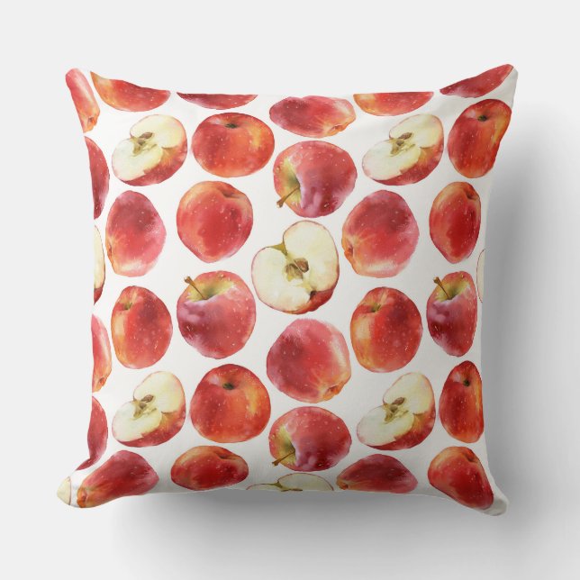 Motif d'aquarelle avec le coussin rouge de pommes (Recto)
