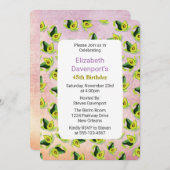 Motif d'aquarelle Avocados vert Invitation d'anniv (Devant / Derrière)