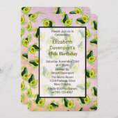 Motif d'aquarelle Avocados vert Invitation d'anniv (Devant / Derrière)