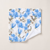 Motif d'aquarelle bleu et blanc Magnolia Blossom (Gant de toilette)