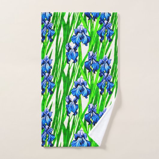 Motif d'aquarelle bleu Iris (Serviette à main)