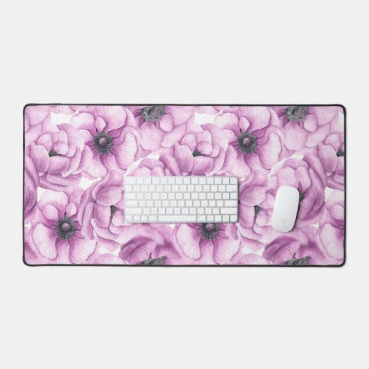 Motif d'aquarelle des fleurs d'anémone (Clavier et souris)
