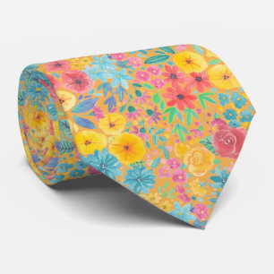 Motif d'aquarelle florale en cravate jaune