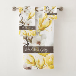 Motif d'aquarelle jaune et blanc en fleurs de Magn
